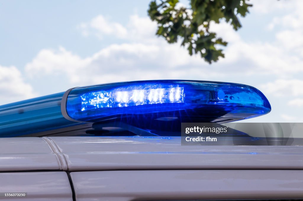 Police light on a car of the German police