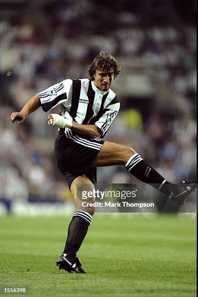 David Ginola of Newcastle United in action during an FA Carling Premiership match against Middlesbrough at St James'' Park in Newcastle, England....