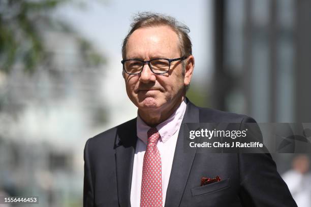 Kevin Spacey returns after a lunch break at Southwark Crown Court as the jury deliberate on his sexual assault trial on July 26, 2023 in London,...