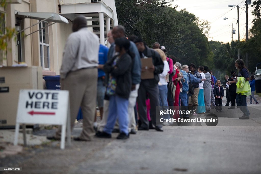 U.S. Citizens Head To The Polls To Vote In Presidential Election