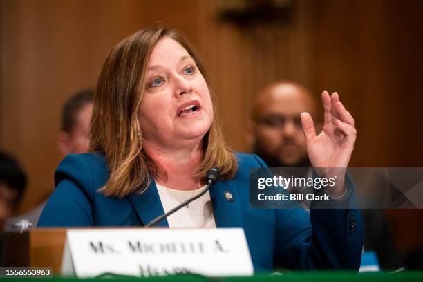 Michelle Henry, Attorney General of the Commonwealth of Pennsylvania, testifies during the Senate Banking, Housing, and Urban Affairs Subcommittee on...