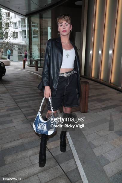Charlie Lee seen attending ELF Cosmetics event at Art'otel on July 19, 2023 in London, England.