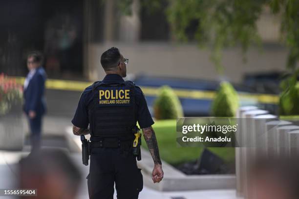 Police take intensive security measures around the J. Caleb Boggs Federal Building as Hunter Biden, son of United States President Joe Biden, arrives...