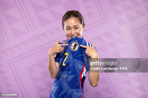 Risa Shimizu of Japan poses for a portrait during the official FIFA Women's World Cup Australia & New Zealand 2023 portrait session on July 17, 2023...
