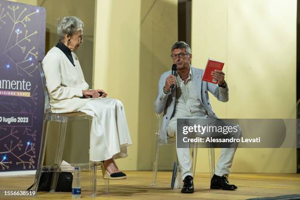 Barbara Alberti and Nicky Persico attends the Magna Grecia Awards & Fest 2023 on July 19, 2023 in Bari, Italy.