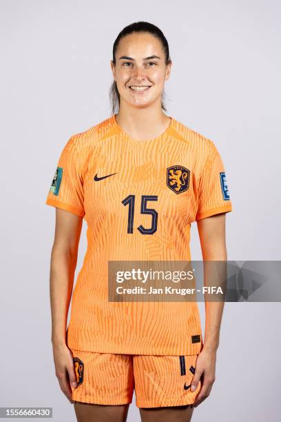 Caitlin Dijkstra of Netherlands poses for a portrait during the official FIFA Women's World Cup Australia & New Zealand 2023 portrait session on July...