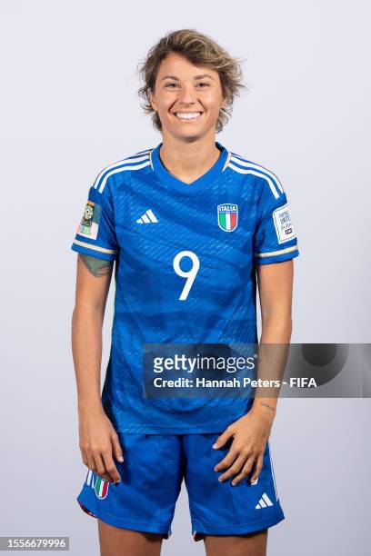 Valentina Giacinti of Italy poses during the official FIFA Women's World Cup Australia & New Zealand 2023 portrait session on July 18, 2023 in...