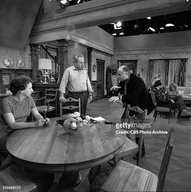 Featuring Jean Stapleton and Carroll O'Connor speaking to the show's creator/writer: Norman Lear. Image dated December 22, 1970.