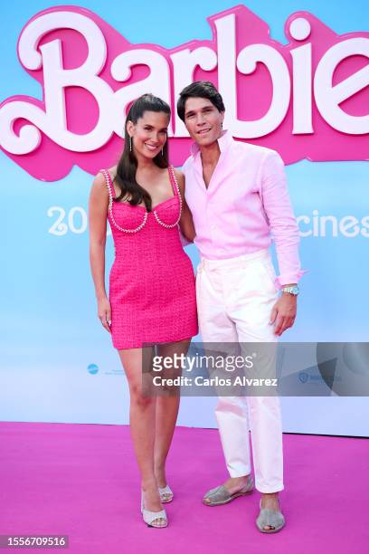 Maria Pombo and Pablo Castellano attend the 'Barbie' premiere at the Gran Teatro Caixabank on July 19, 2023 in Madrid, Spain.