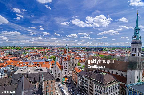 munich skyline and alps - munich stock pictures, royalty-free photos & images