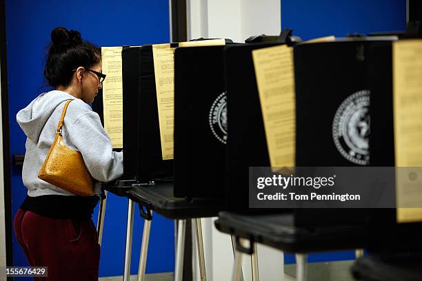 Voter completes her ballot on November 6, 2012 in Fort Worth, Texas United States. Americans across the country participate in election day as...