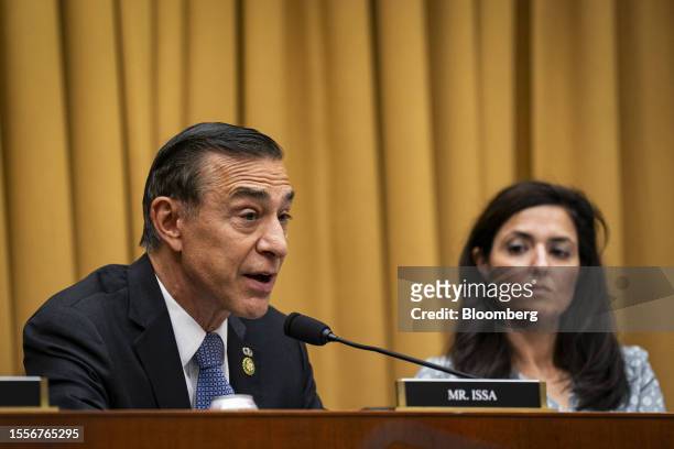 Representative Darrell Issa, a Republican from California, speaks during a House Judiciary Committee hearing in Washington, DC, US, on Wednesday,...