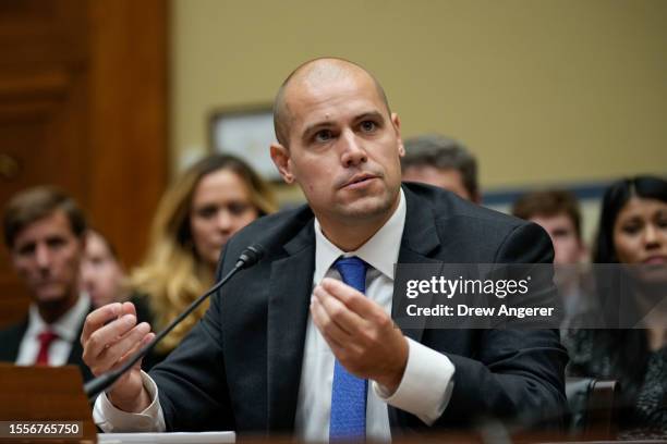 Ryan Graves, executive director of Americans for Safe Aerospace, testifies during a House Oversight Committee hearing titled "Unidentified Anomalous...