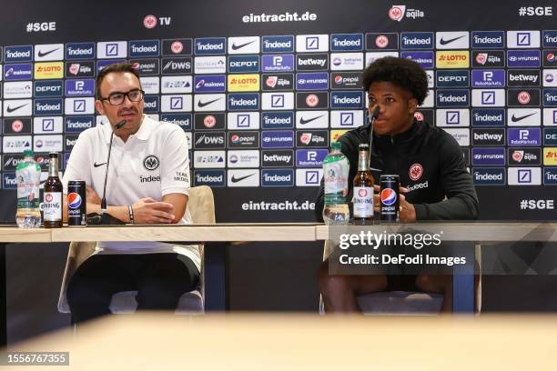 Jessic Ngankam of Eintracht Frankfurt looks on during the Eintracht Frankfurt Training Session on July 24, 2023 in Windischgarsten near Kirchdorf an...