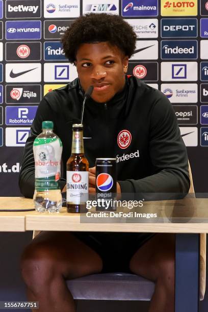 Jessic Ngankam of Eintracht Frankfurt looks on during the Eintracht Frankfurt Training Session on July 24, 2023 in Windischgarsten near Kirchdorf an...