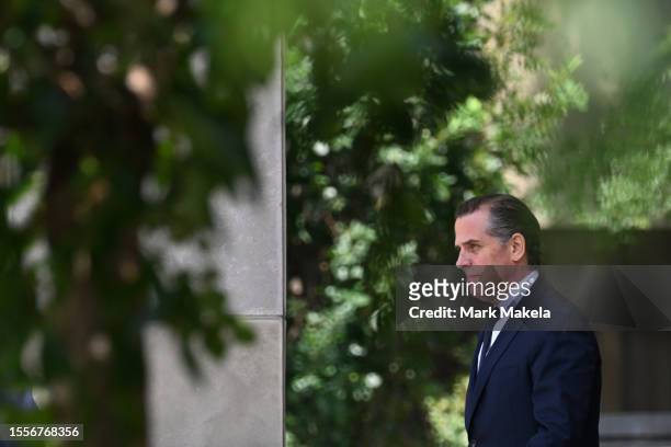 Hunter Biden, son of U.S. President Joe Biden, departs the J. Caleb Boggs Federal Building and United States Courthouse on July 26, 2023 in...