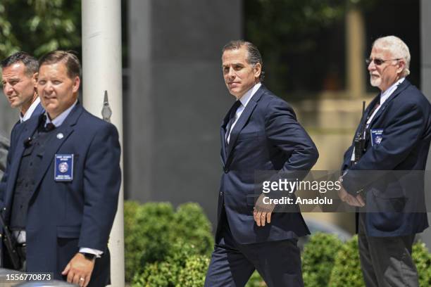 United States President Joe Biden's son Hunter Biden, exits in J. Caleb Boggs Federal Building in Delaware, United States on July 26, 2023.