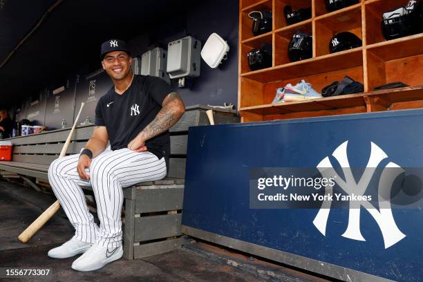 Gleyber Torres of the New York Yankees poses for a photo before the game against the New York Mets at Yankee Stadium on July 26 in New York, New York.