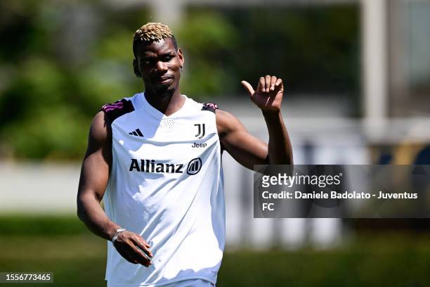 Paul Pogba of Juventus during a training session on July 26, 2023 in Los Angeles, California.