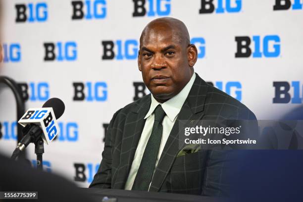 Michigan State Spartans head coach Mel Tucker during the Big Ten Conference Media Days on July 26, 2023 at Lucas Oil Stadium in Indianapolis, IN