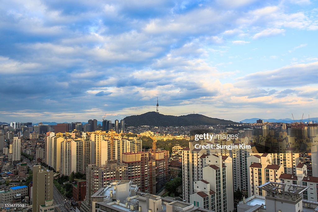 Cityscape with tower