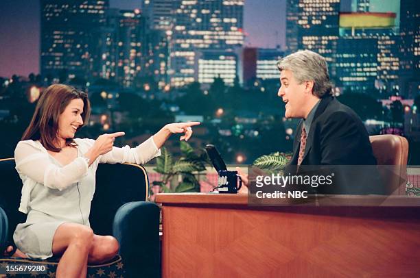 Tonight Show with Jay Leno -- Episode 1440 -- Pictured: Actress Brooke Langton during an interview with host Jay Leno on August 21, 1998 --