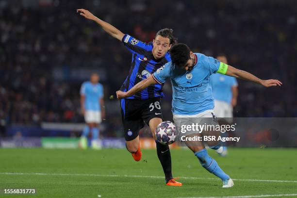 Matteo Darmian of FC Internazionale Milano, Ilkay Gundogan of Manchester City during the UEFA Champions League Final match between Manchester City FC...