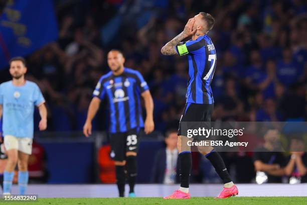 Marcelo Brozovic of FC Internazionale Milano dissapointed during the UEFA Champions League Final match between Manchester City FC and FC...