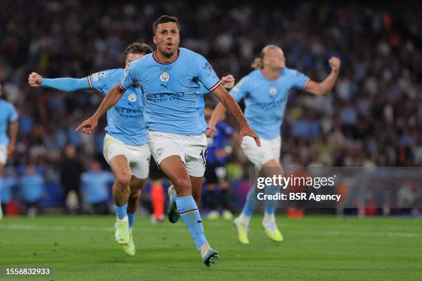 Rodrigo of Manchester City celebrating the goal during the UEFA Champions League Final match between Manchester City FC and FC Internazionale Milano...
