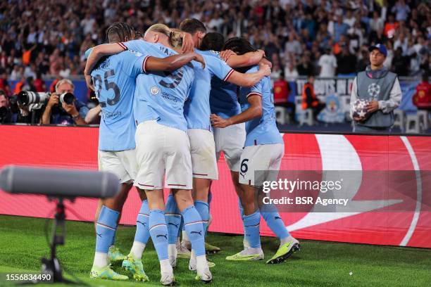 Players of Manchester City celebrating the goal during the UEFA Champions League Final match between Manchester City FC and FC Internazionale Milano...