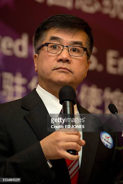 Ambassador to China Gary Locke speaks during a US presidential election results event organised by the US embassy in Beijing on November 7, 2012....
