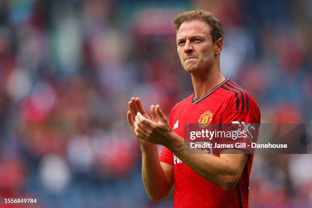 Jonny Evans of Manchester United after the pre-season friendly match between Manchester United and Olympique Lyonnais at BT Murrayfield Stadium on...