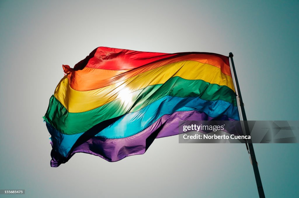 Rainbow flag flies in the Castro.