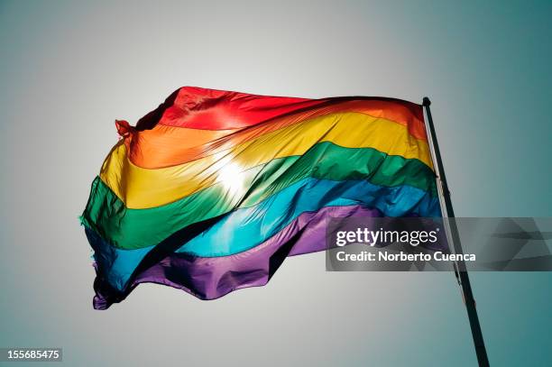 rainbow flag flies in the castro. - pride flag stock pictures, royalty-free photos & images