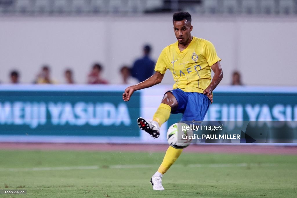 Ghareeb Al-Nassr's Abdulrahman Ghareeb scores a goal during a friendly... News ...