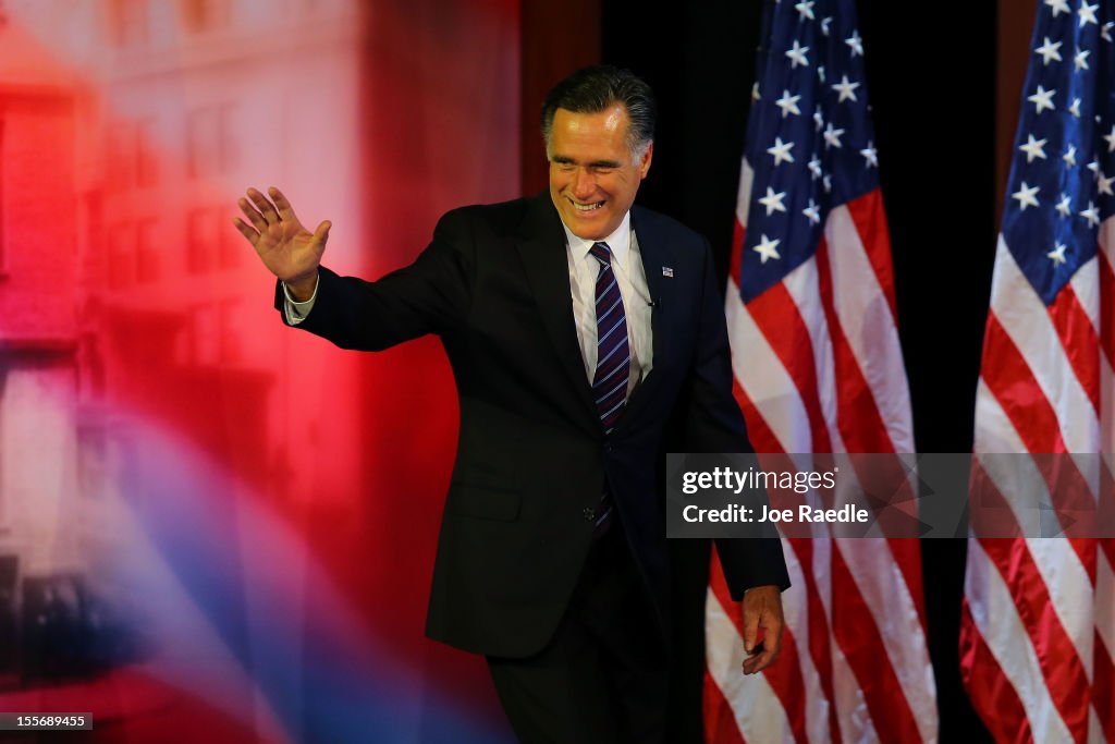 Republican Presidential Candidate Mitt Romney Holds Election Night Gathering In Boston