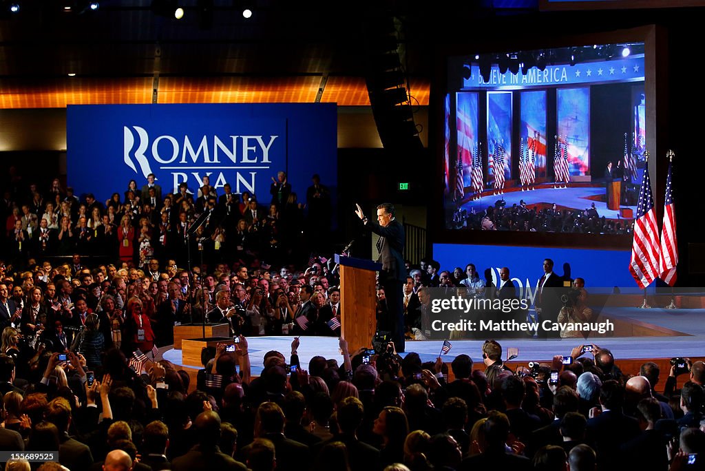 Republican Presidential Candidate Mitt Romney Holds Election Night Gathering In Boston