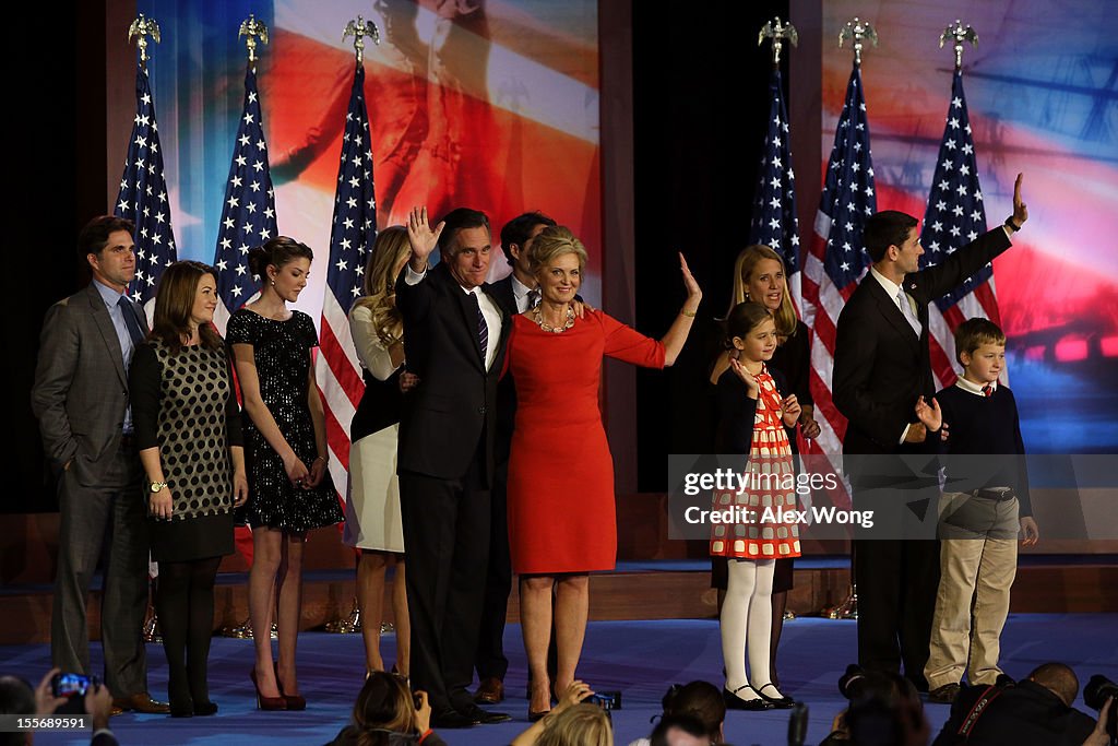 Republican Presidential Candidate Mitt Romney Holds Election Night Gathering In Boston