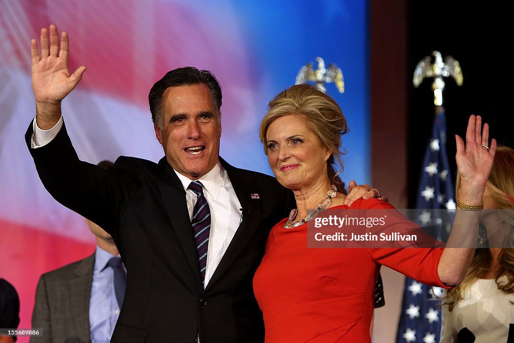 Republican Presidential Candidate Mitt Romney Holds Election Night Gathering In Boston