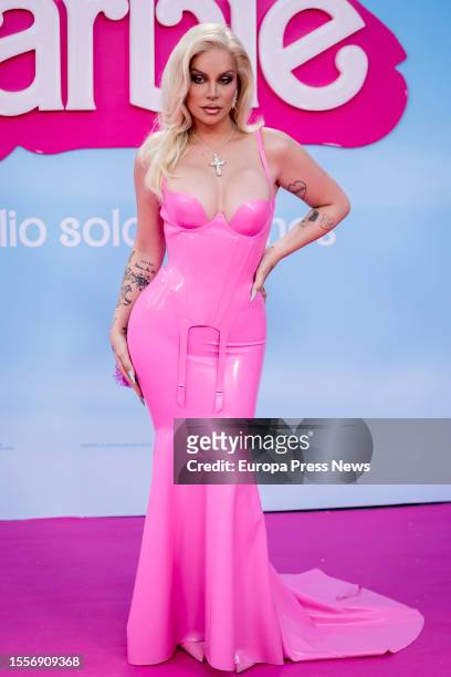 Jedet poses on the pink carpet for the special screening of the movie 'Barbie' at the Gran Teatro CaixaBank, on 19 July, 2023 in Madrid, Spain.The...