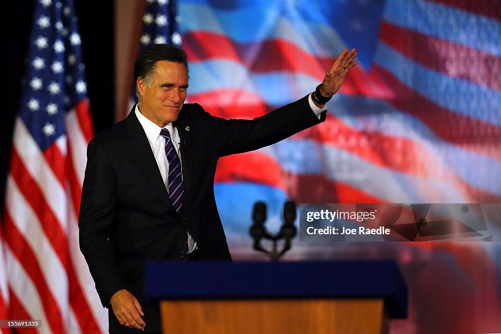 Republican Presidential Candidate Mitt Romney Holds Election Night Gathering In Boston