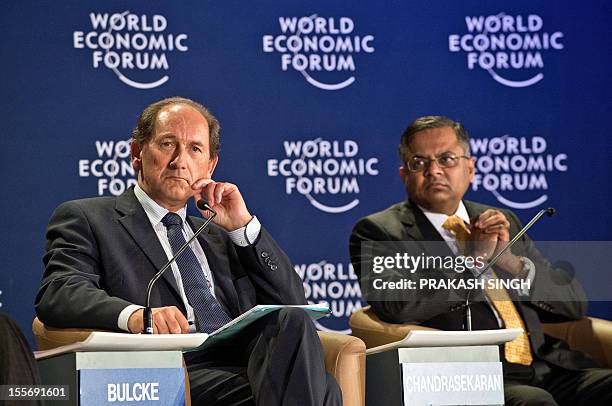 Of Nestle Switzerland and Co-Chair of the World Economic Forum on India Paul Bulcke and CEO and managing Director Tata Consultancy Services India...