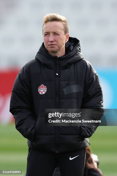Coach Beverly Priestman during a Canada training session ahead of the FIFA Women's World Cup Australia & New Zealand 2023 at Melbourne Rectangular...