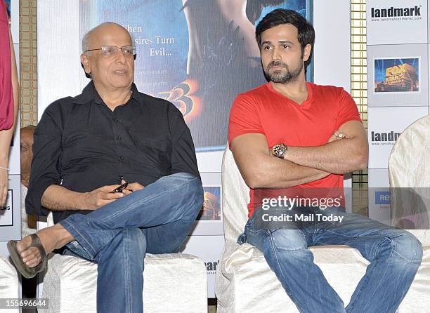 Mahesh Bhatt and Emraan Hashmi at the DVD launch of the movie Raaz 3, in Mumbai on November 6, 2012.