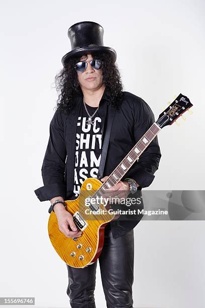 Portrait of British-American musician and songwriter Slash. Best known as the former lead guitarist of the American hard rock band Guns N' Roses....