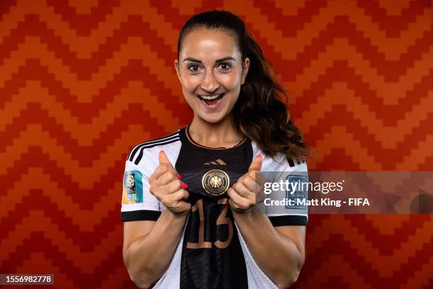 Sara Daebritz of Germany poses for a portrait during the official FIFA Women's World Cup Australia & New Zealand 2023 portrait session on July 18,...