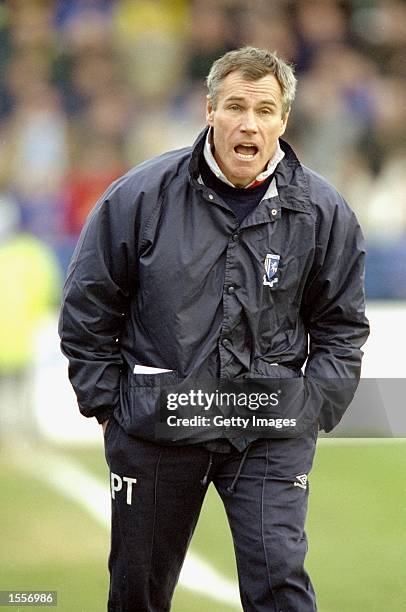 Gillingham manager Peter Taylor shouts instructions to his players during the Nationwide Division Two match against Stoke City played at the...