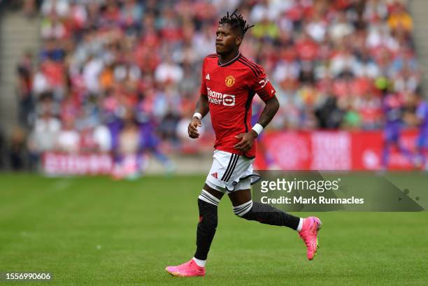 Fred of Manchester United in action during the pre-season friendly match between Manchester United and Olympique Lyonnais at BT Murrayfield Stadium...