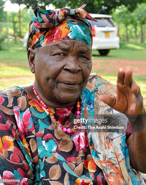 Sarah Hussein Obama, grandmother of U.S. President Barak Obama, speaks to the Asahi Shimbun on November 6, 2012 in Kogelo, Kenya. All the villagers...