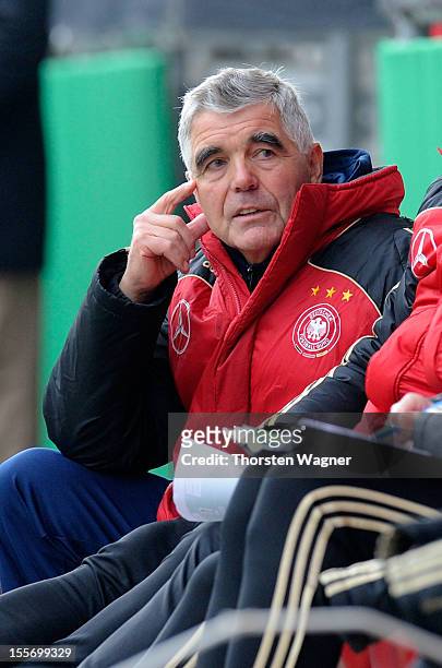 Head coach Frank Engel gestures during the U15 international friendly match between Germany and South Korea at Bruchweg stadium on November 7, 2012...